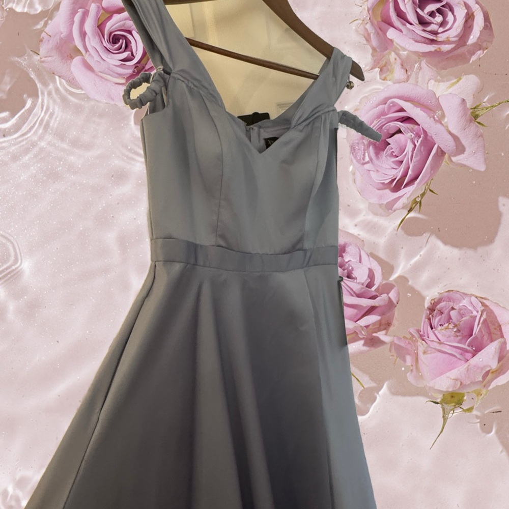 Macy's One Shoulder blueish greyish Dress